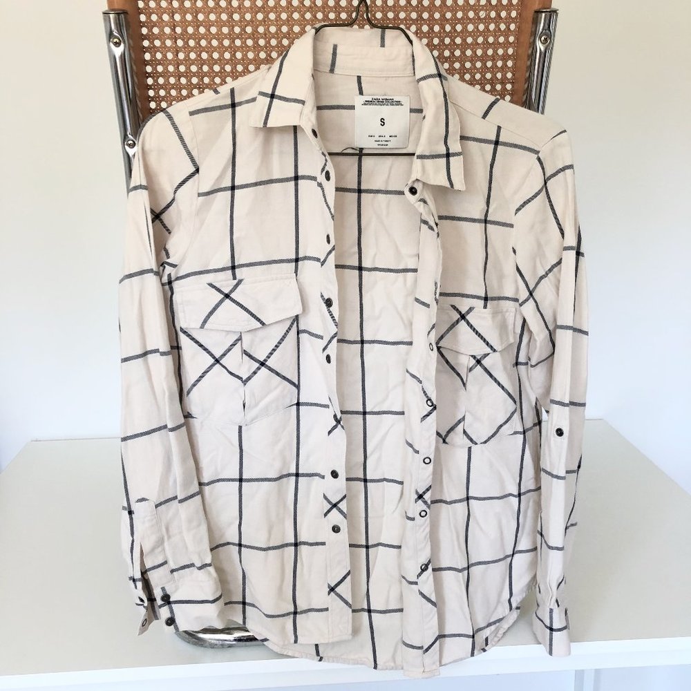 Zara Cream White Flannel Shirt